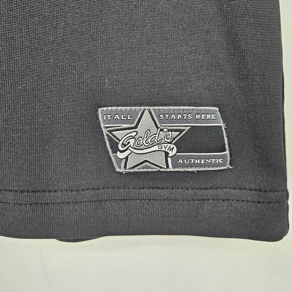 Golds Gym Shirt Womens XL V Neck Black Yellow‎ Graphic Tee Logo Muscle Training - Picture 4 of 11